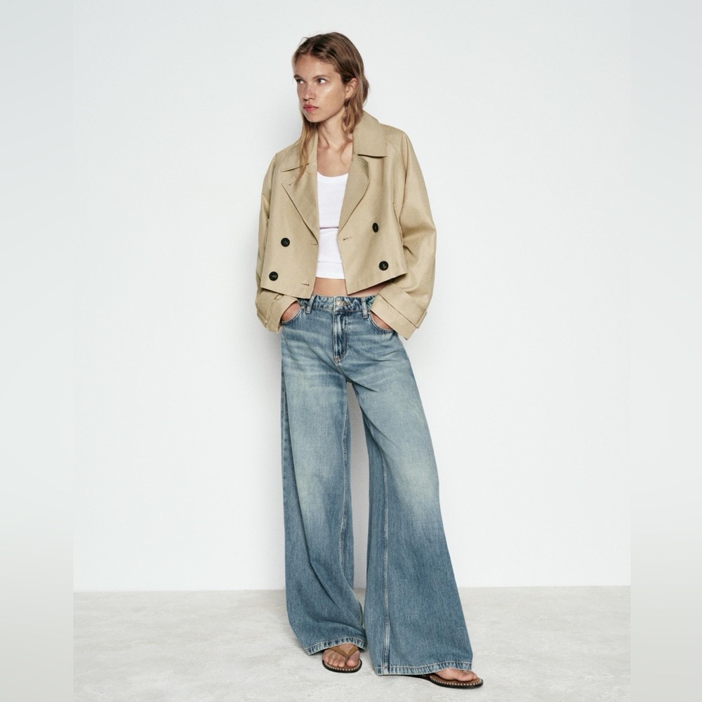 ZARA SHORT DOUBLE-BREASTED TRENCH COAT; Size M; NWT